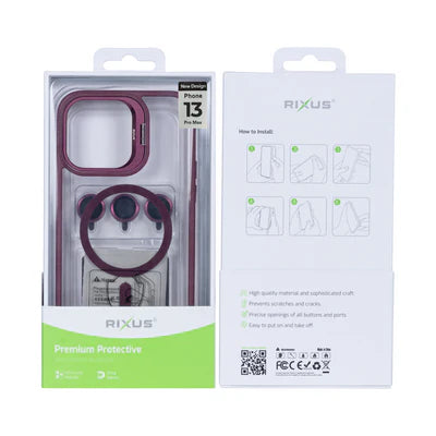 RIXUS iPhone 13 Pro Max Hülle mit Kameraschutz und MagSafe – Pink/Violett Transparent