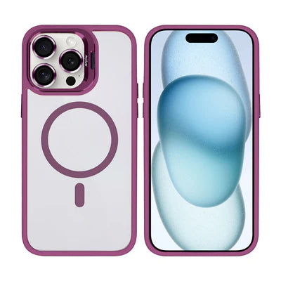 RIXUS Elegante MagSafe‑Clear‑Hülle in Rosé‑Fuchsia mit Kameraschutz für iPhone 14 Pro