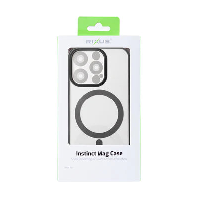 RIXUS Magnet Case – Schwarz | Transparentes Backcover | für iPhone 15 Pro Max