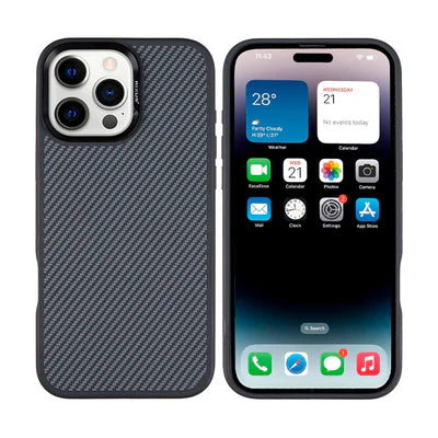 Carbon Look Schutzhülle für iPhone 16 Pro Max – Schwarz