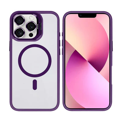 RIXUS iPhone 13 Pro Max Hülle mit Kameraschutz und MagSafe – Dunkelviolett/Transparent