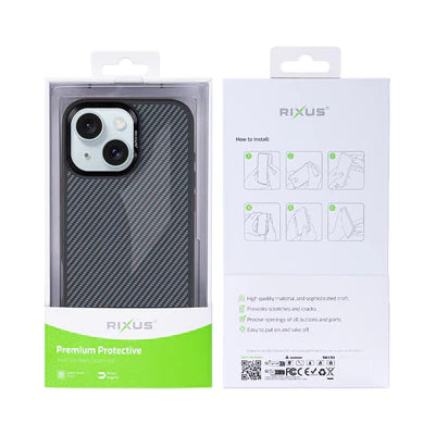 RIXUS Carbon Style Case für iPhone 15 – Schwarz