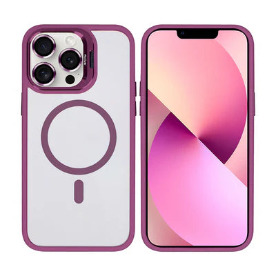 RIXUS iPhone 13 Pro Max Hülle mit Kameraschutz und MagSafe – Pink/Violett Transparent