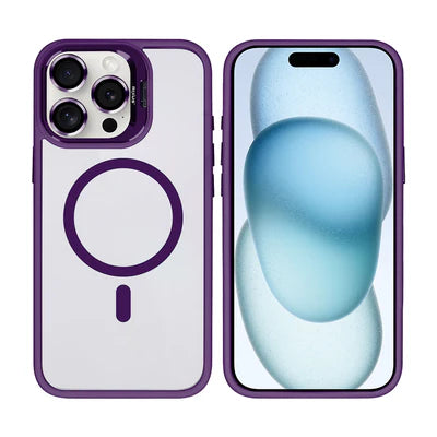 RIXUS Elegante MagSafe‑Clear‑Hülle in Royal‑Lila mit Kameraschutz für iPhone 14 Pro