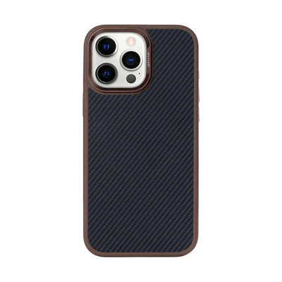 RIXUS Carbon Style Case – Braun | Stoßfestes Case für iPhone 15 Pro Max