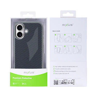 RIXUS Carbon Hülle für iPhone 16 – Grau