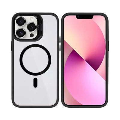 RIXUS iPhone 13 Pro Max Hülle mit Kameraschutz und MagSafe – Schwarz/Transparent