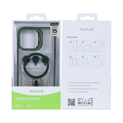 RIXUS Magnet Hülle mit Kameraschutz – iPhone 15 Pro Max – Grün