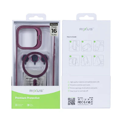 RIXUS MagSafe Schutzhülle mit Kamera-Schutzglas für iPhone 16 Pro Max – Dunkel Lila