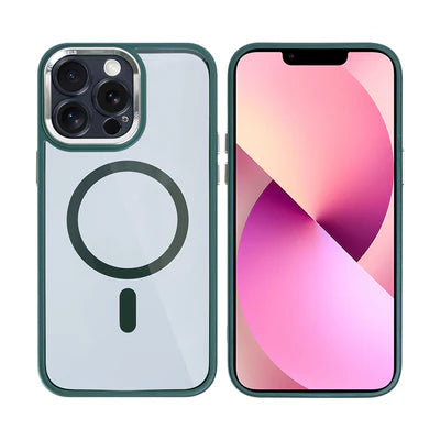 RIXUS iPhone 13 Pro Max Hülle mit MagSafe und Metall-Kameraschutz – Dunkelgrün