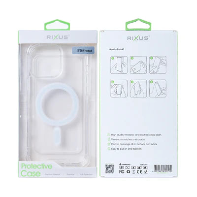RIXUS Transparente MagSafe Hülle für iPhone 16 Pro Max – Stoßfest & Klar