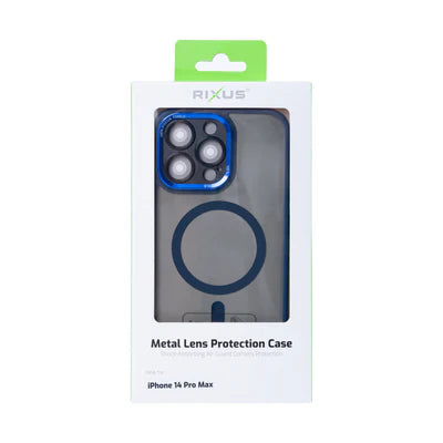 RIXUS Metal Lens Protection Case Blau – Transparentes MagSafe-Case für iPhone 14 Pro Max