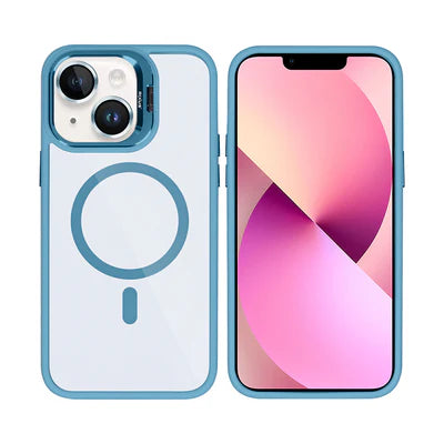 RIXUS MagSafe‑Hülle mit Kameraschutz – Blau Transparent – für iPhone 14