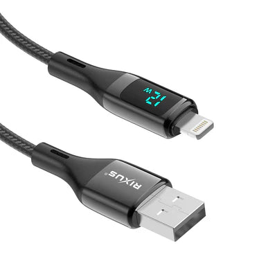 RIXUS USB-A auf Lightning Kabel mit Display (1m, 12W)