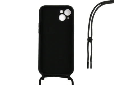 Schwarze Handyhülle mit Kordel & Kameraschutz – Für iPhone 14