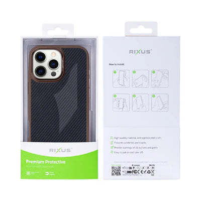Carbon Look Schutzhülle für iPhone 16 Pro Max – Braun/Schwarz