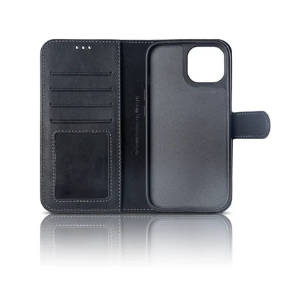 RIXUS 2-in-1 Leder-Wallet Hülle für iPhone 16 Pro Max – Schwarz