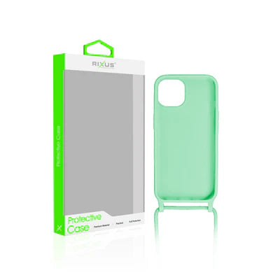 RIXUS Crossbody Case für iPhone 15 – Mintgrün mit Kordel
