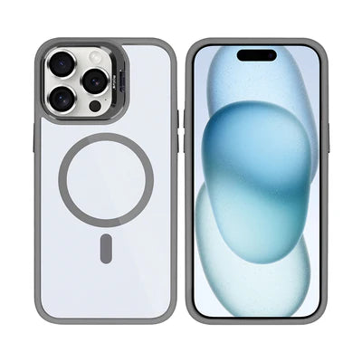 MagSafe Hülle Transparent Grau mit Kameraschutz – für iPhone 15 Pro