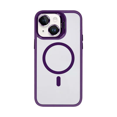RIXUS MagLine Case Lila – Transparentes iPhone 15 Case mit Kameraschutz & MagSafe-Kompatibilität