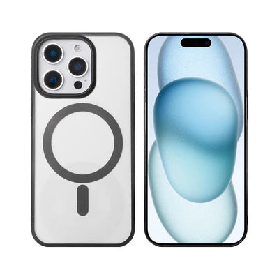 RIXUS Magnet Case – Schwarz | Transparentes Backcover | für iPhone 15 Pro Max