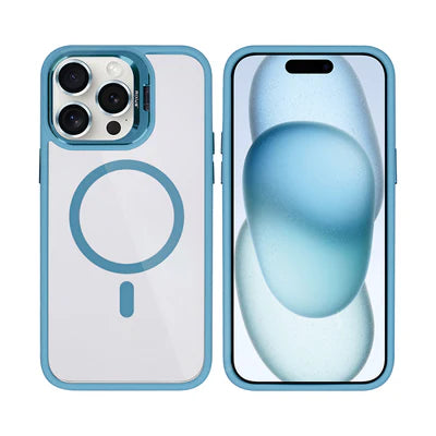 RIXUS Elegante MagSafe‑Clear‑Hülle in Pastellblau mit Kameraschutz für iPhone 14 Pro