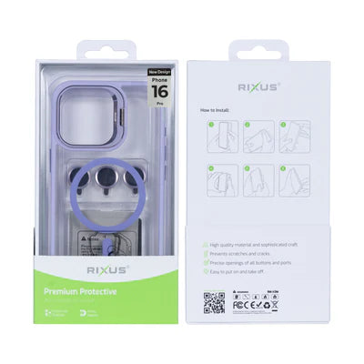 RIXUS MagSafe Hülle mit Kameraschutz für iPhone 16 Pro – Lila