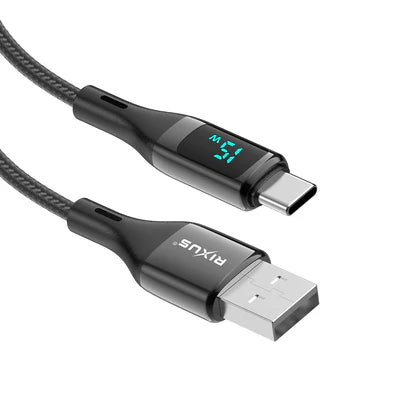 RIXUS USB-A auf USB-C Schnellladekabel mit Display (1m, 15W)