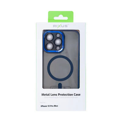 RIXUS iPhone 13 Pro Max Hülle mit MagSafe und Metall-Kameraschutz – Blau