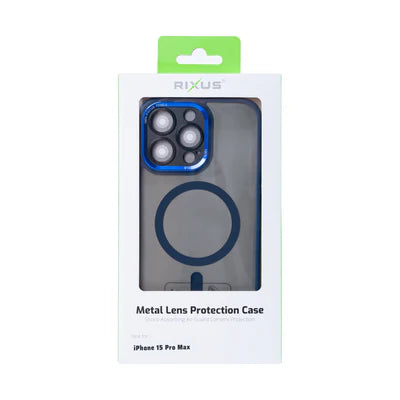 RIXUS Magnet Hülle mit Kameraschutzglas – Blau – iPhone 15 Pro Max