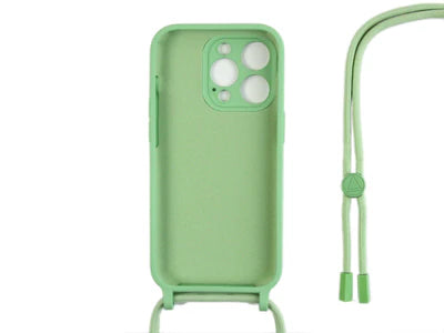 RIXUS Silikon Hülle mit Trageband – Mintgrün | Für iPhone 14 Pro Max