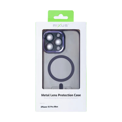 RIXUS Magnet Case – Lila | Metall-Kameraschutz | für iPhone 15 Pro Max
