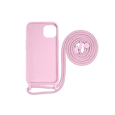 Rosa Crossbody-Schutzcase für iPhone 13 Pro mit verstellbarer Trageschlaufe