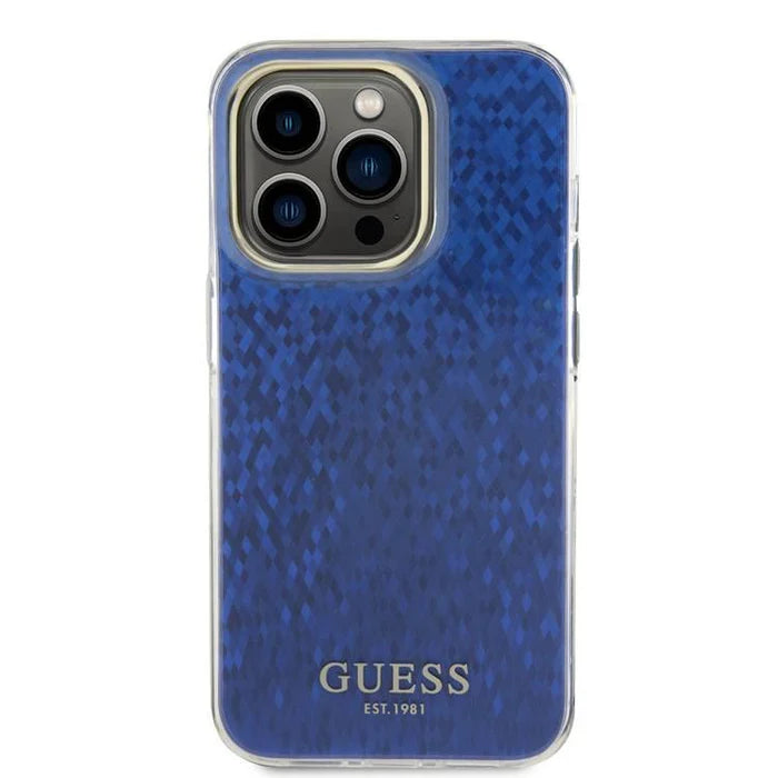 Guess Schutzhülle für iPhone 15 Pro Max – Blau mit Schimmer-Effekt