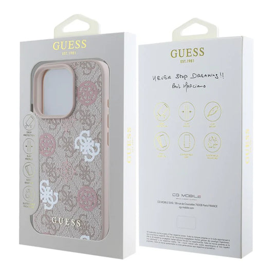 Guess Designer Hülle – 4G Elegance für iPhone 16 Pro (Beige/Rosa)