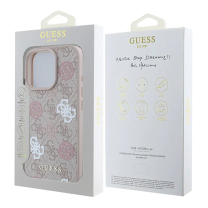 GUESS 4G Multi-Logo Hülle – für iPhone 16 (Beige-Rosé)