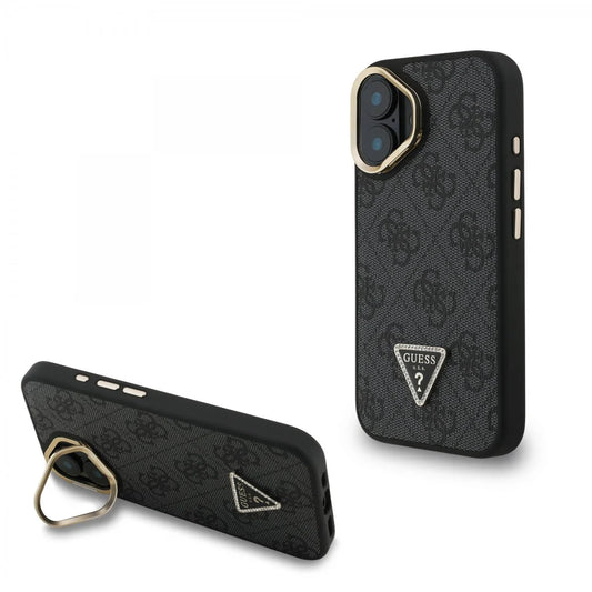 Guess 4G Ring Case für iPhone 16 – Schwarz/Gold