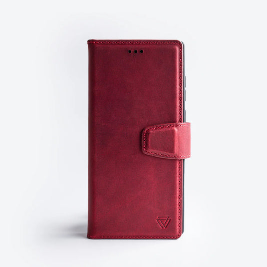 Wachikopa Echtleder Wallet Case für Samsung Galaxy S25+ – Handgefertigt, Rot