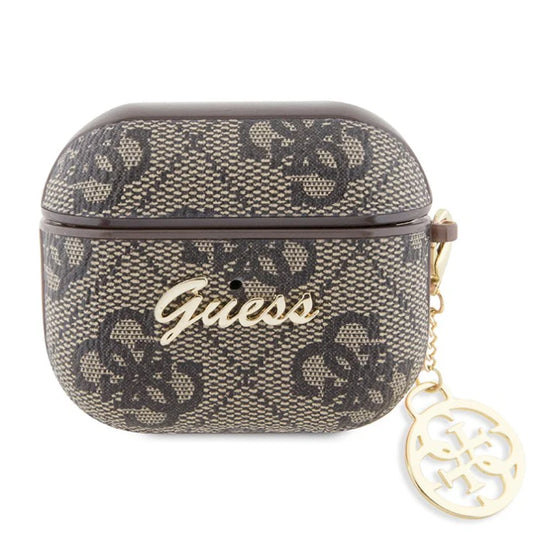 Guess AirPods 3 Hülle – 4G Logo Beige/Braun mit Gold-Anhänger