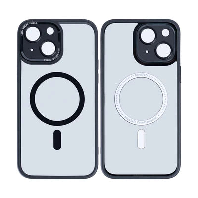 RIXUS Metal Lens Protection MagSafe Case für iPhone 13 – Transparent/Schwarz