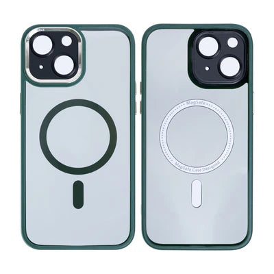 RIXUS Metal Lens Protection MagSafe Case für iPhone 13 – Transparent/Grün