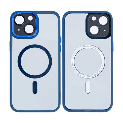 RIXUS Metal Lens Protection MagSafe Case für iPhone 13 – Transparent/Blau