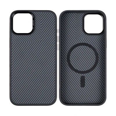 RIXUS MagSafe-Hülle im Carbon-Faser-Look für iPhone 13 – Schwarz