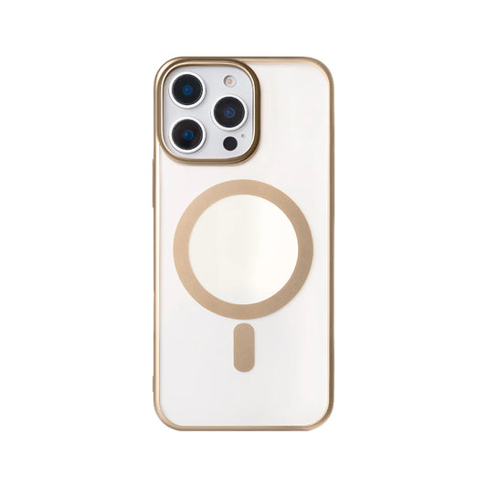 Rixus Schutzhülle für iPhone 12 Pro Max – Transparent mit Desert Titanium-Rahmen & MagSafe
