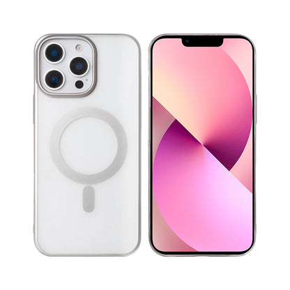 Rixus MagSafe Hülle für iPhone 12 Pro Max – Transparent mit Silberrahmen