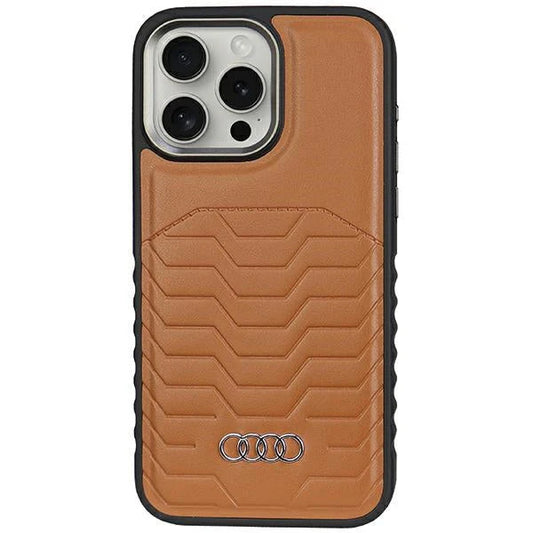 Audi Echtleder Schutzhülle Braun für iPhone 15 Pro Max
