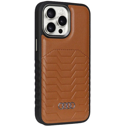 Audi Echtleder Schutzhülle Braun für iPhone 15 Pro Max