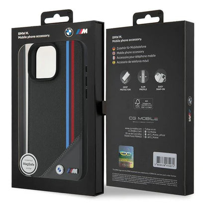 BMW M MagSafe Hülle für iPhone 16 – Textil mit M-Streifen