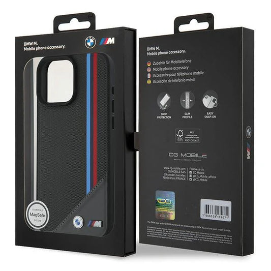BMW M MagSafe Hülle für iPhone 16 – Textil mit M-Streifen