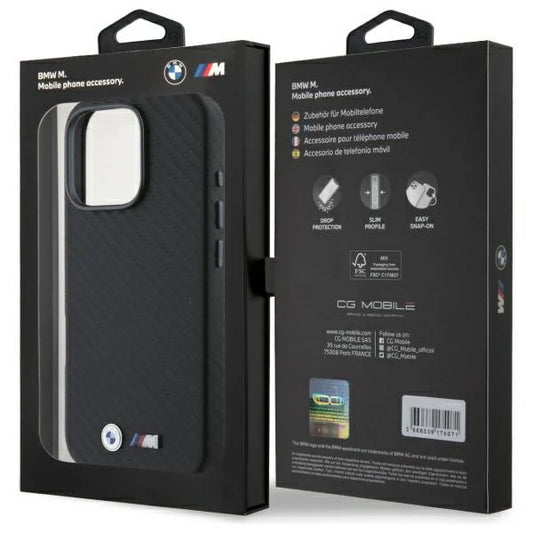 BMW M Handyhülle Carbon-Look – Schwarz – Für iPhone 16 Pro